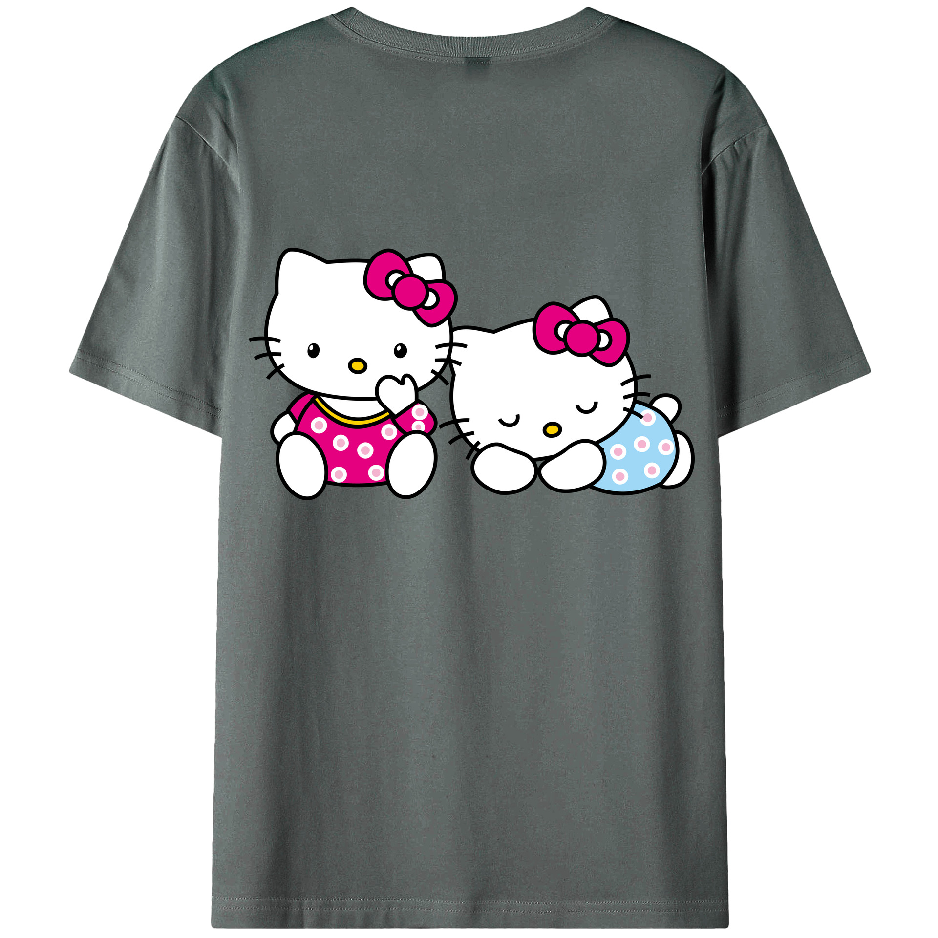 （画像用） Hello Kitty ハローキティ 綿100％ メンズ半袖Tシャツ（バックプリント） 通気性